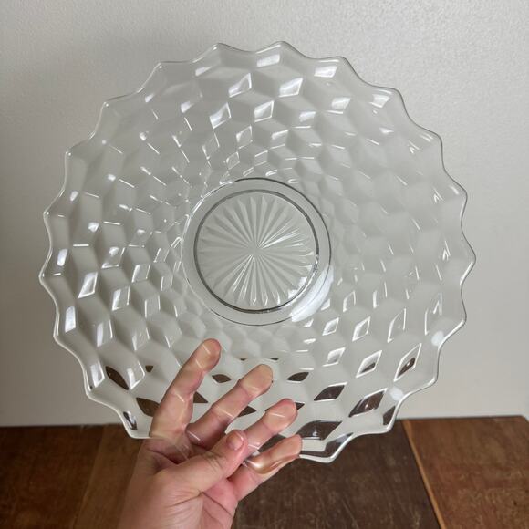 Fostoria American Crystal Clear Glass Cubist 12 Inch Cake Plate Serving Platter - Picture 2 of 6
